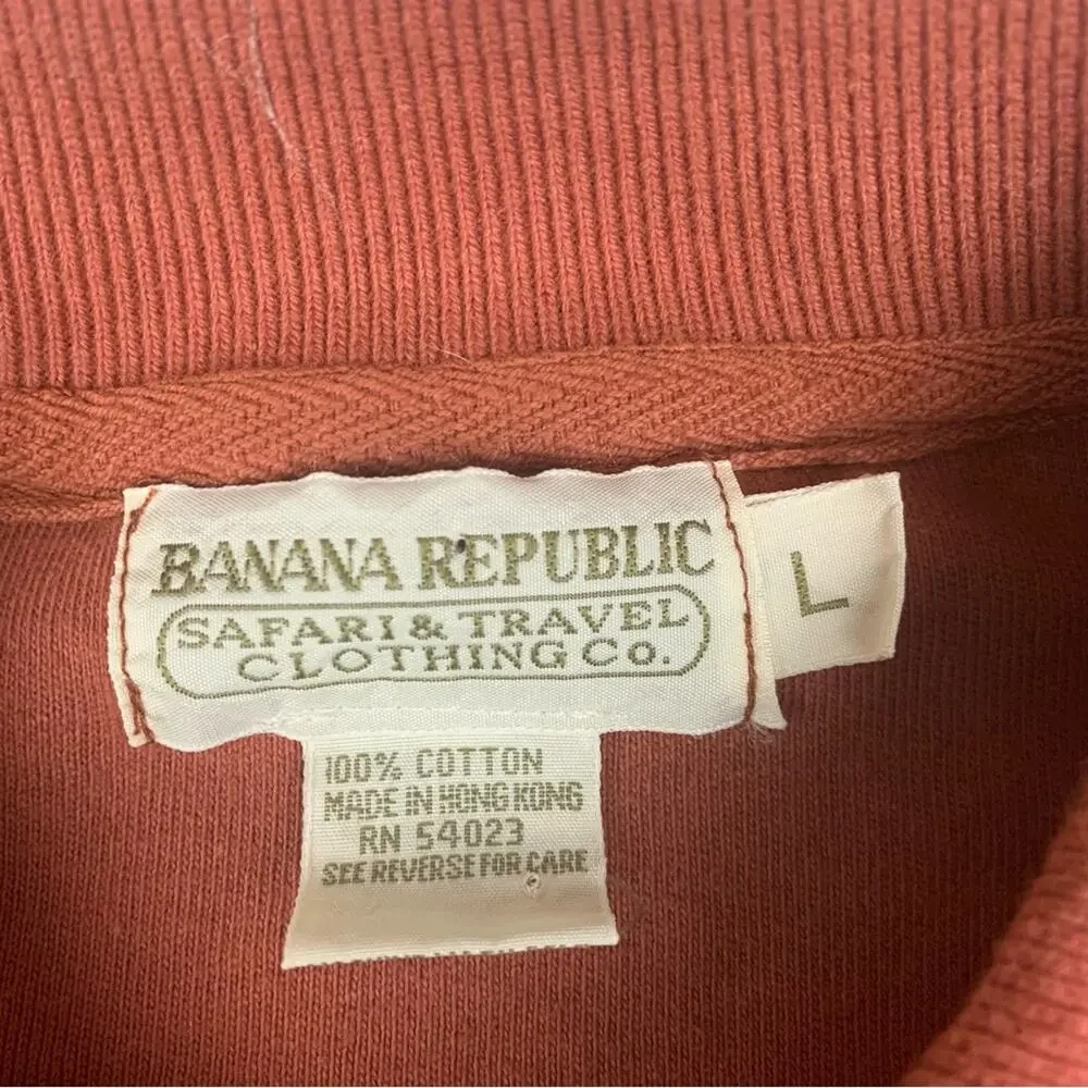 Banana Republic Men's large safari travel orange Red Polo Shirt 1/4